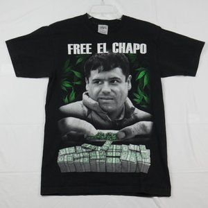 Vintage Y2K Shaka Wear Big Print Free El Chapo Weed Money T-Shirt Mens Medium.